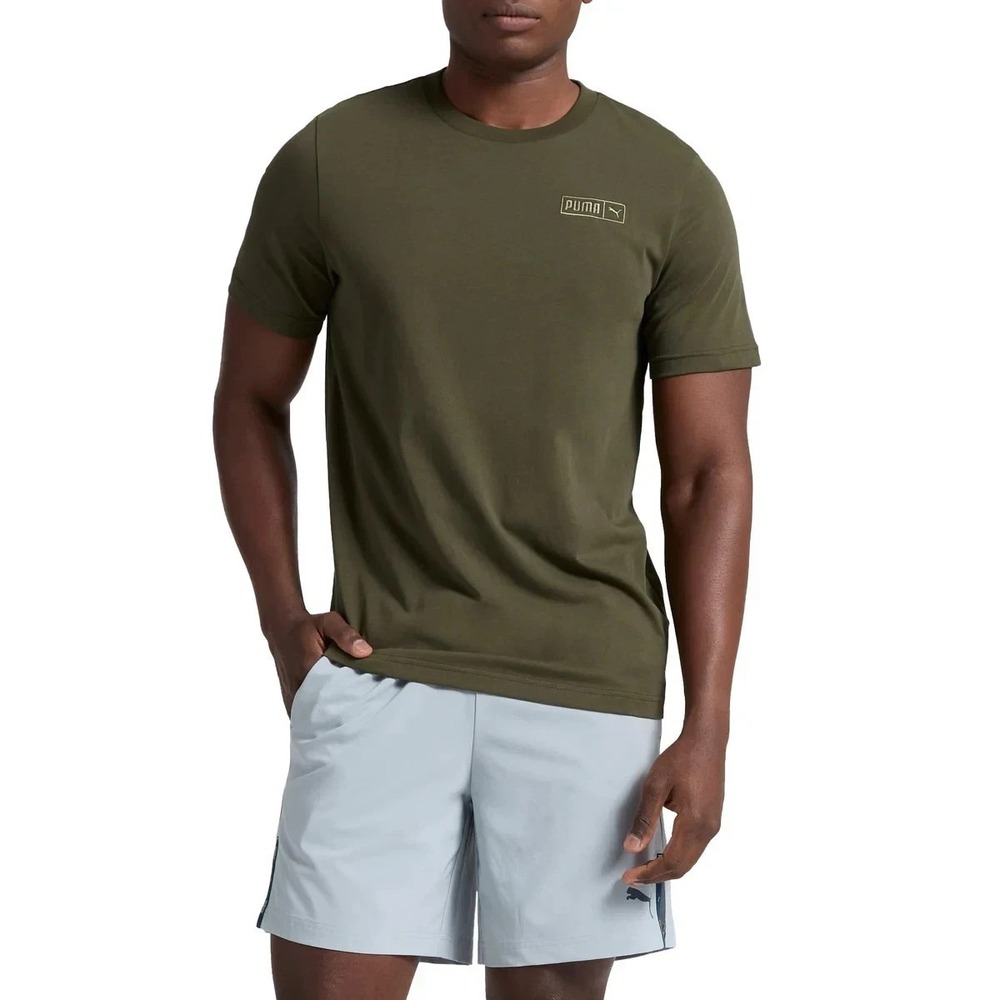 Puma Short Sleeve Men's Logo T-Shirt, Green, Size: Large, New